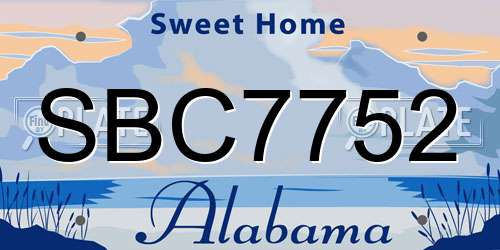 SBC7752 Alabama License Plate
