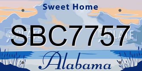 SBC7757 Alabama License Plate