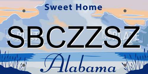 SBCZZSZ Alabama License Plate