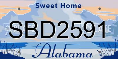 SBD2591 Alabama License Plate