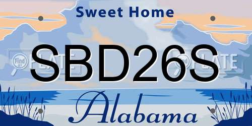SBD26S Alabama License Plate