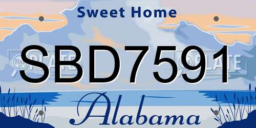 SBD7591 Alabama License Plate
