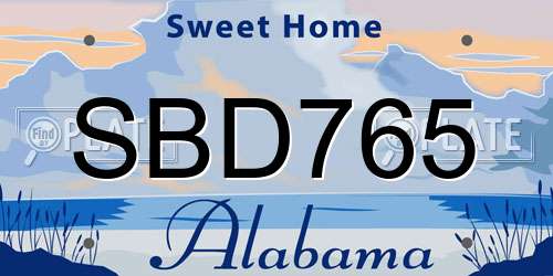 SBD765 Alabama License Plate
