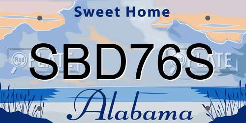SBD76S Alabama License Plate