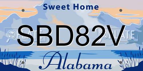 SBD82V Alabama License Plate