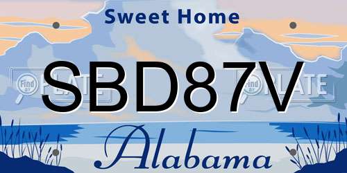 SBD87V Alabama License Plate