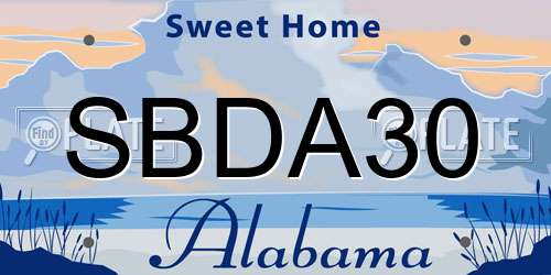 SBDA30 Alabama License Plate
