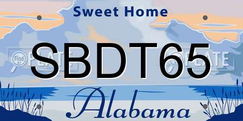 SBDT65 Alabama License Plate