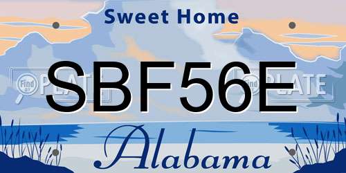 SBF56E Alabama License Plate