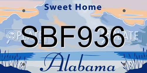 SBF936 Alabama License Plate