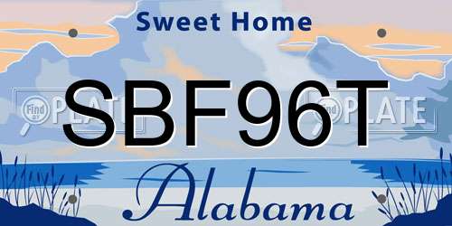 SBF96T Alabama License Plate