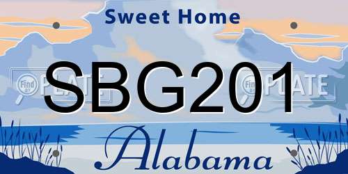 SBG201 Alabama License Plate
