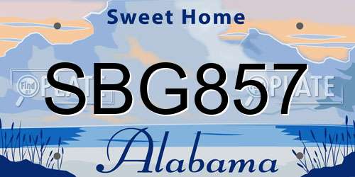 SBG857 Alabama License Plate