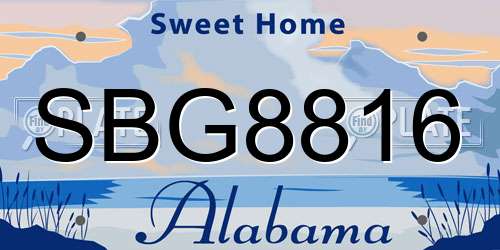 SBG8816 Alabama License Plate