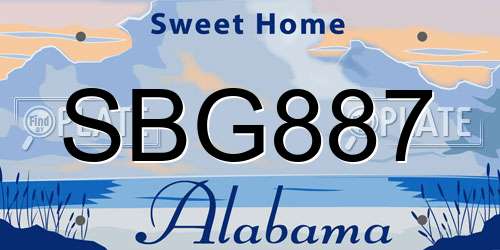 SBG887 Alabama License Plate