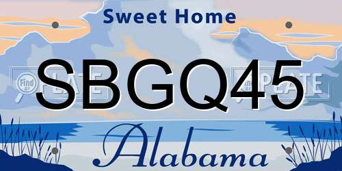 SBGQ45 Alabama License Plate