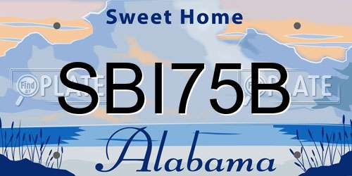 SBI75B Alabama License Plate