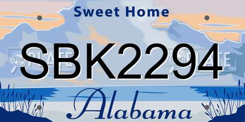 SBK2294 Alabama License Plate