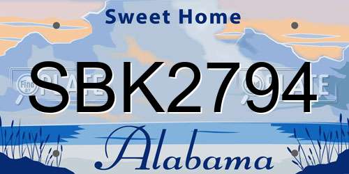 SBK2794 Alabama License Plate