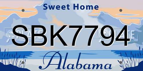 SBK7794 Alabama License Plate