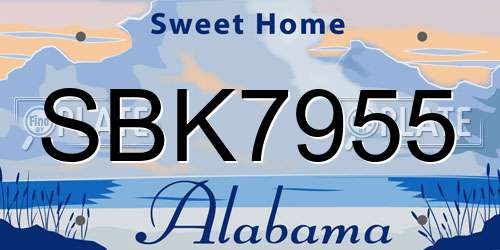 SBK7955 Alabama License Plate