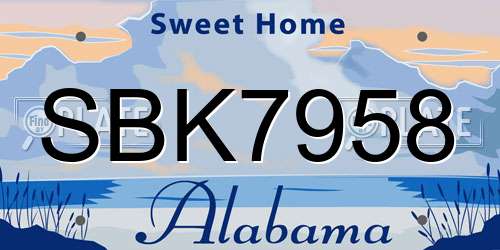 SBK7958 Alabama License Plate