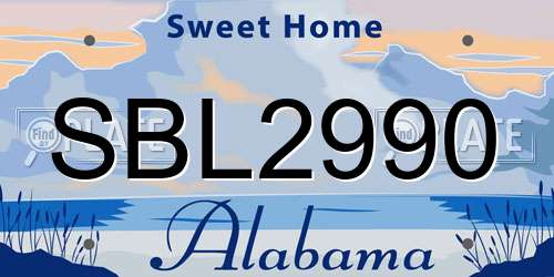 SBL2990 Alabama License Plate