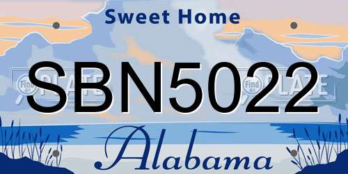 SBN5022 Alabama License Plate