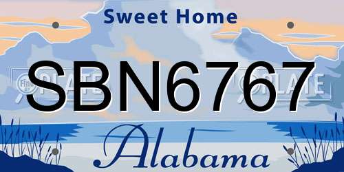 SBN6767 Alabama License Plate