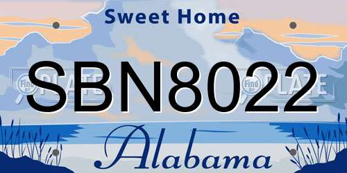 SBN8022 Alabama License Plate