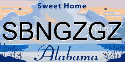 SBNGZGZ Alabama License Plate