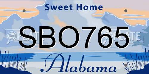 SBO765 Alabama License Plate