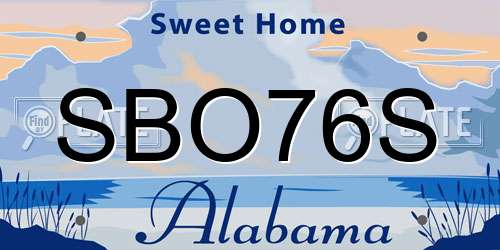 SBO76S Alabama License Plate