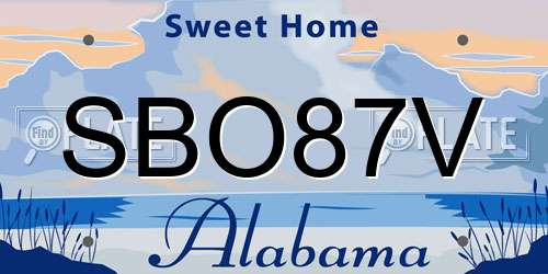 SBO87V Alabama License Plate