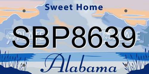 SBP8639 Alabama License Plate