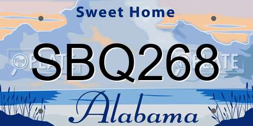 SBQ268 Alabama License Plate