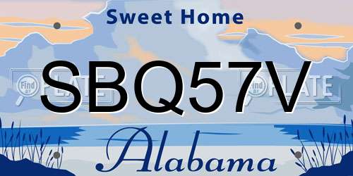 SBQ57V Alabama License Plate