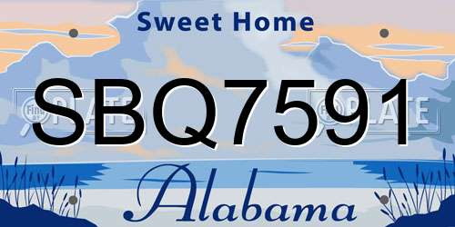 SBQ7591 Alabama License Plate