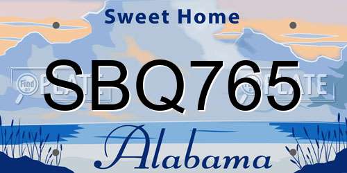 SBQ765 Alabama License Plate
