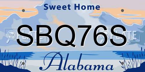 SBQ76S Alabama License Plate