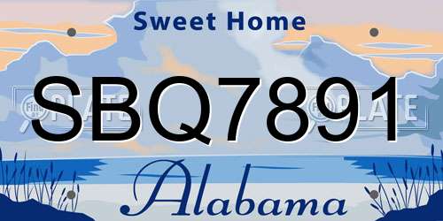 SBQ7891 Alabama License Plate