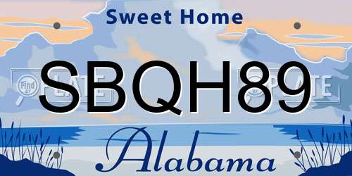 SBQH89 Alabama License Plate