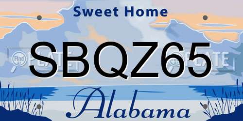 SBQZ65 Alabama License Plate