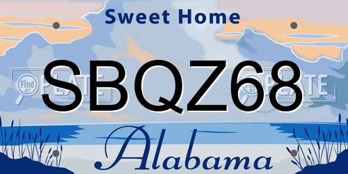 SBQZ68 Alabama License Plate