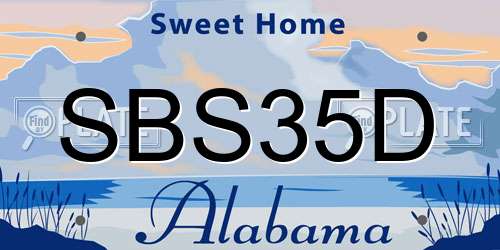 SBS35D Alabama License Plate