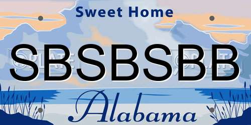 SBSBSBB Alabama License Plate
