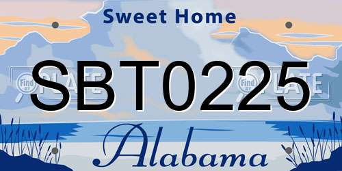 SBT0225 Alabama License Plate