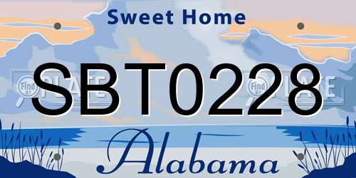 SBT0228 Alabama License Plate