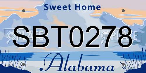SBT0278 Alabama License Plate