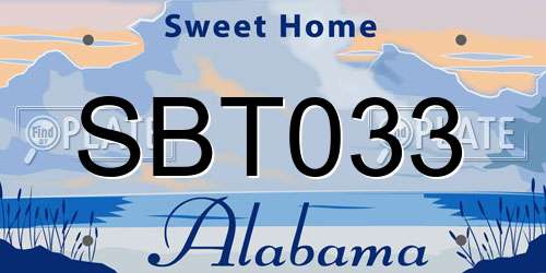 SBT033 Alabama License Plate